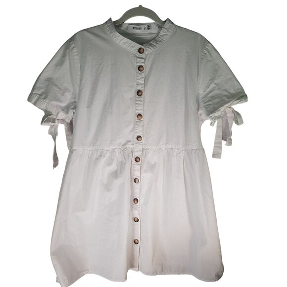 MISSGUIDED White Short Sleeve Casual Peplum Mini Dress - Picture 2 of 10